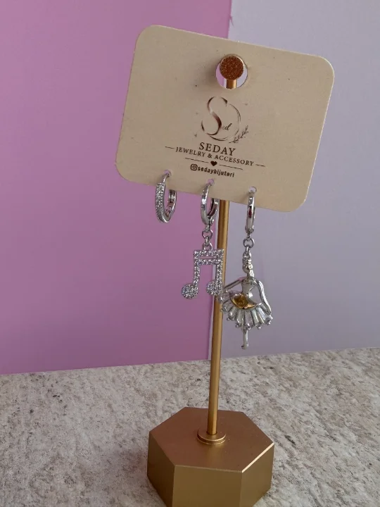 Balerin 3lü Zirkon Küpe