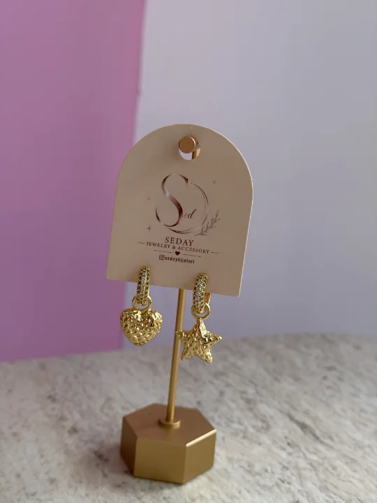 Kalp-Yıldız Halka Küpe
