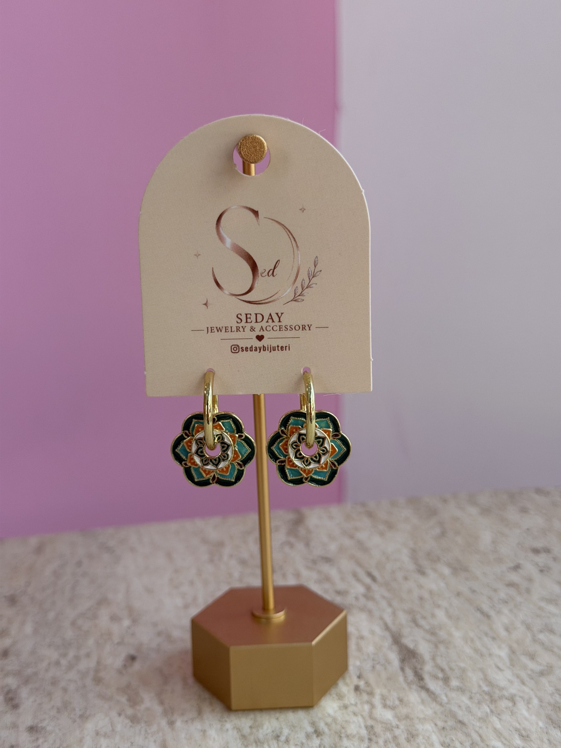 Mandala Yeşilliform Küpe