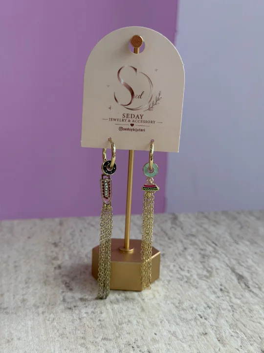 Charmlı Mini Halka Uzun Zincirli
