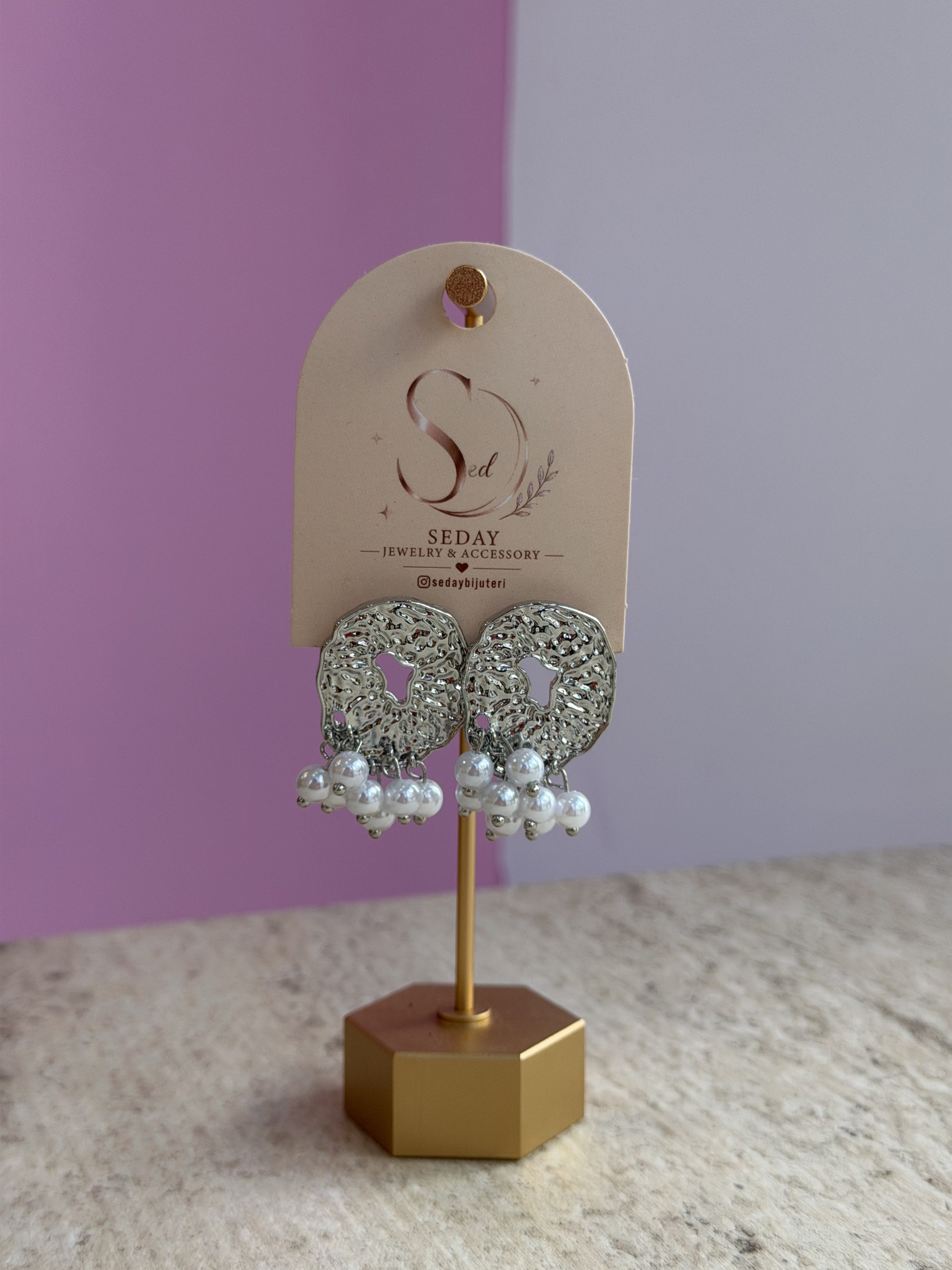 İncili Silver Küpe