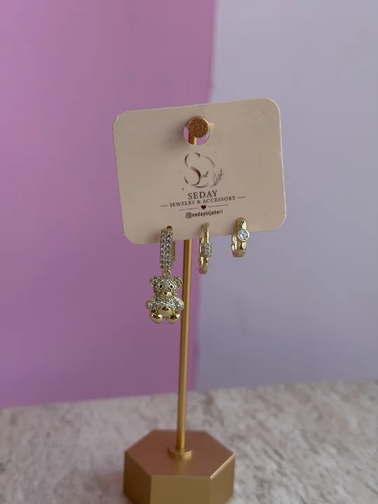 Ayıcık Zirkon 3lü Küpe