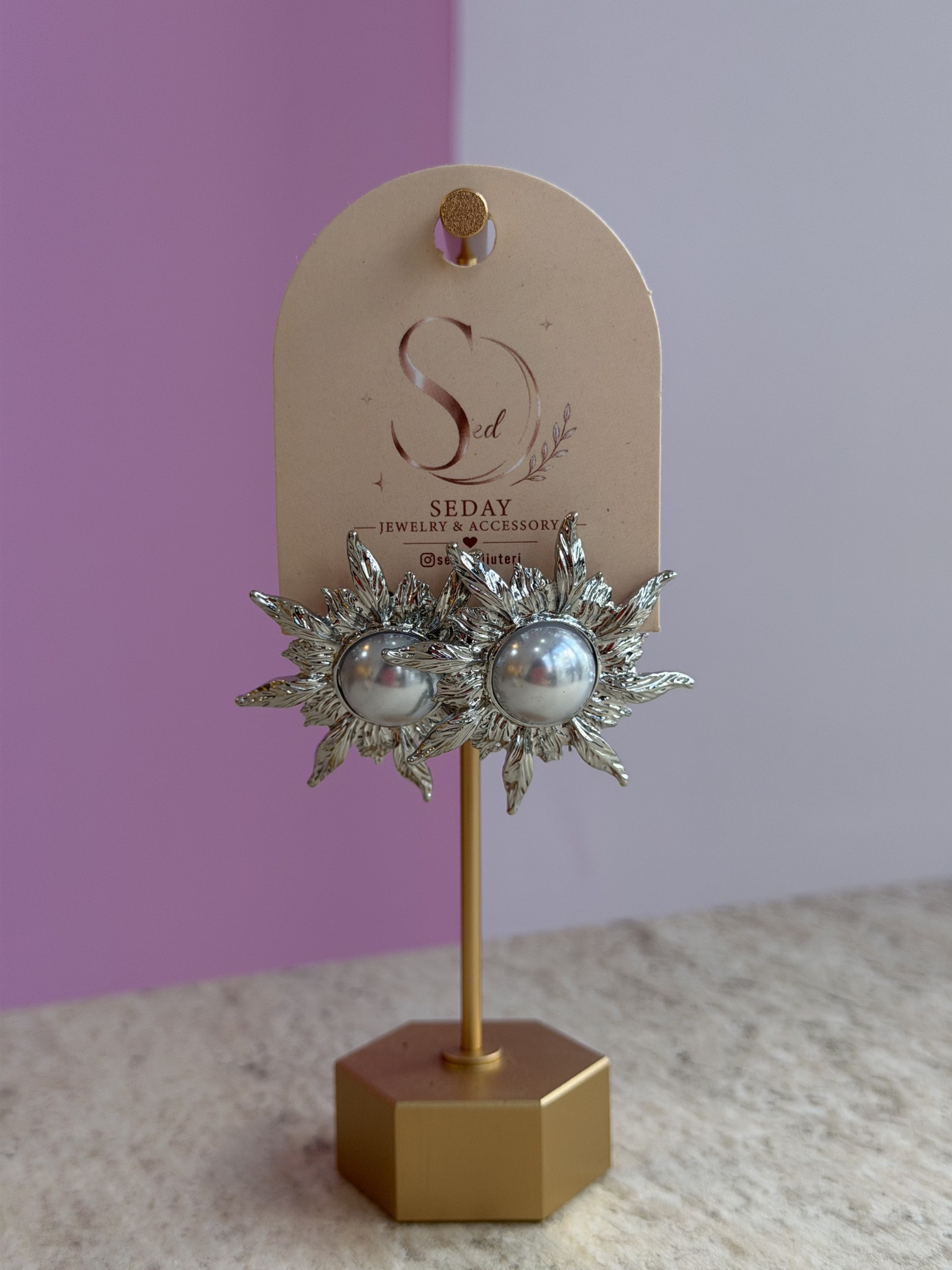 Güneş İnci Silver Küpe