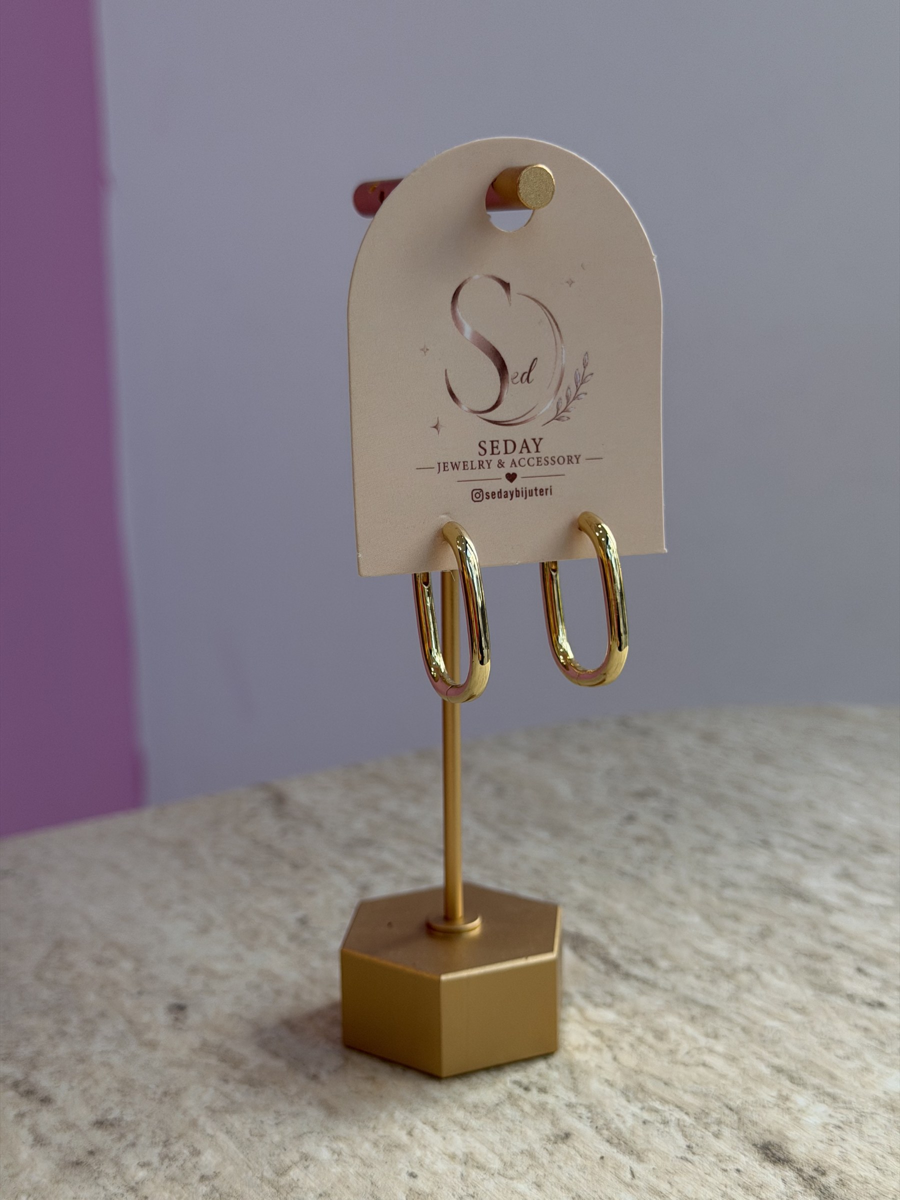 Gold Kare Halka Küpe