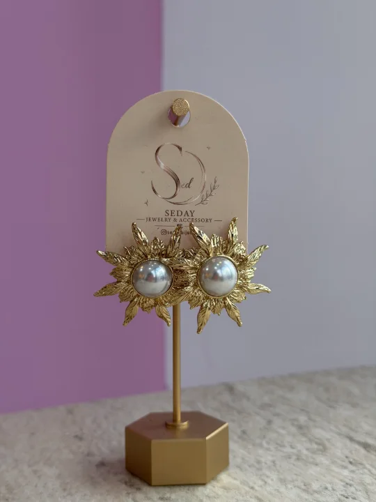 Güneş İnci Gold Küpe
